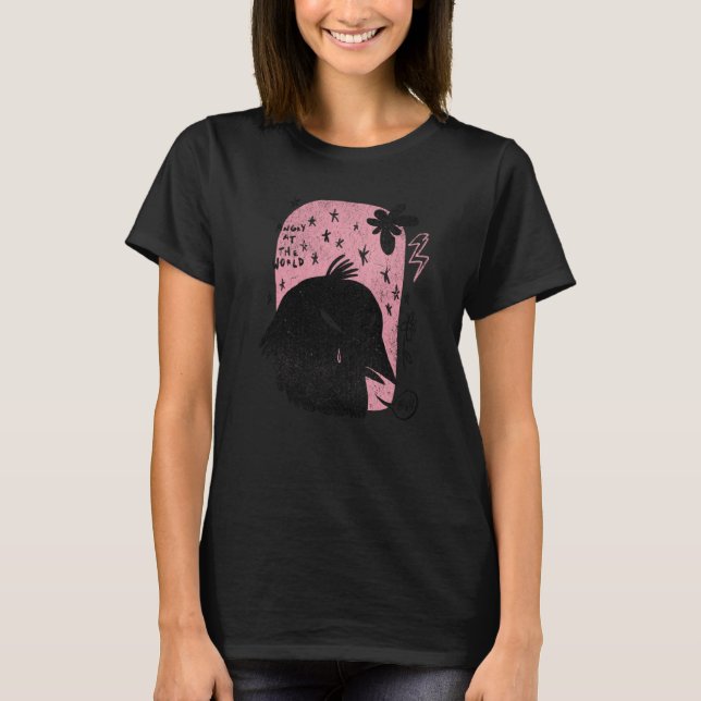 Camiseta Angry At The World Raven Retro Witch Pagan (Frente)