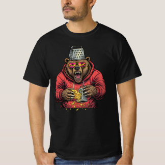 Camiseta Angry Bear Grating Cheese with Cheese Grater Hat