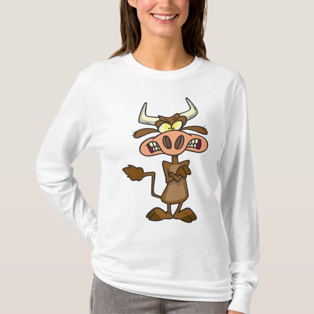 Camiseta Angry Cartoon Bull Funny Grumpy (Frente)