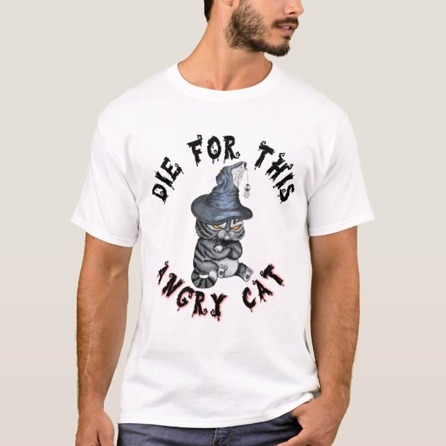 Camiseta Angry Cat Witch Halloween Gothic (Frente)