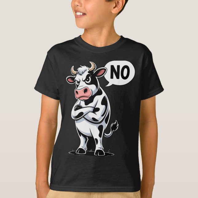 Camiseta Angry Cow No - Funny Cow Lover Dairy Farmer  (Frente)