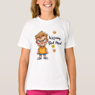 Camiseta Angry Cute Boy Cartoon T-Shirt – Funny Grumpy Mood