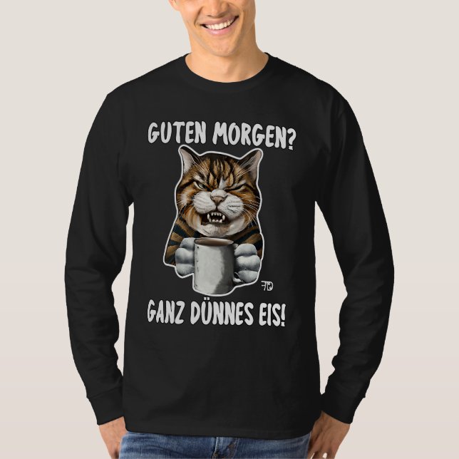 Camiseta Angry cute Cat With Bad Mood And Mug says no   10 (Frente)