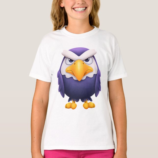Camiseta Angry Eagle Mascot – Fierce Purple cute Bird Kids (Frente)