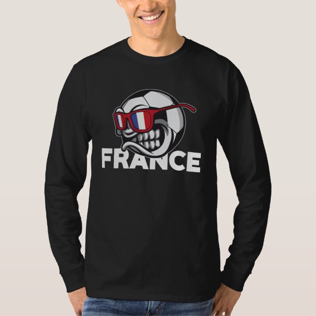 Camiseta Angry France Soccer Ball with Sunglasses French Fl (Frente)