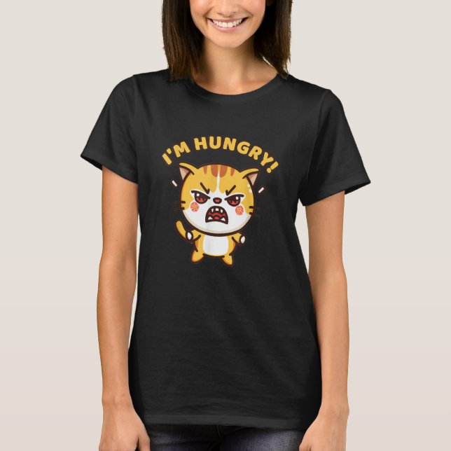 Camiseta Angry Hungry Cat Hungry Person  Cat  Food (Frente)