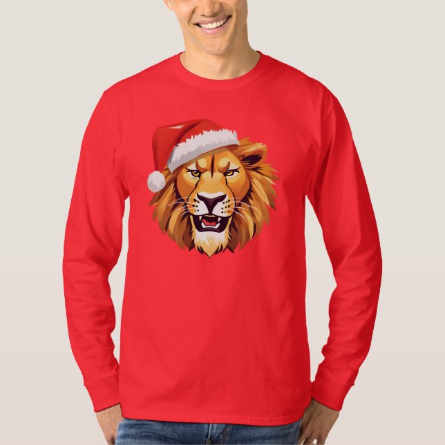 Camiseta Angry Lion face Safari Papais noeis Figurino de Na (Frente)