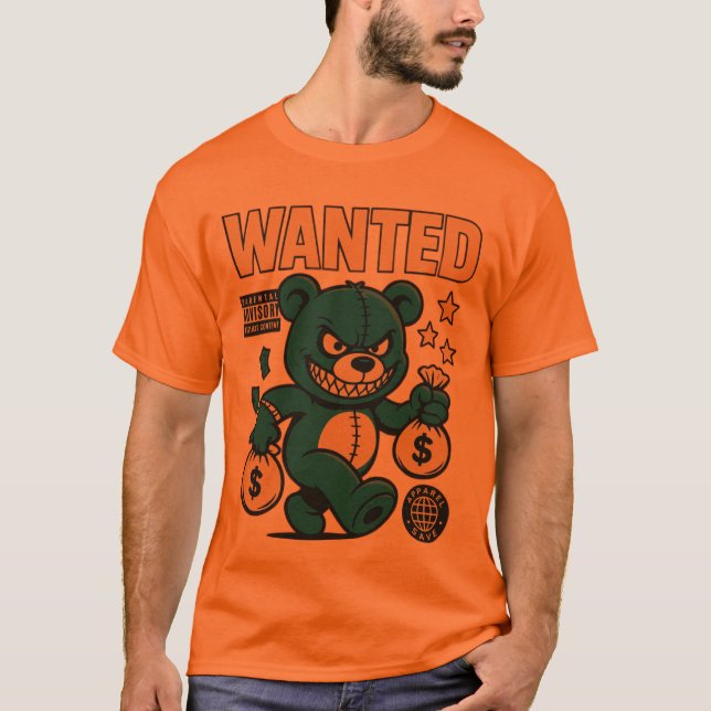 Camiseta Angry Money Bear Cartoon T-Shirt – Bold Streetwear (Frente)