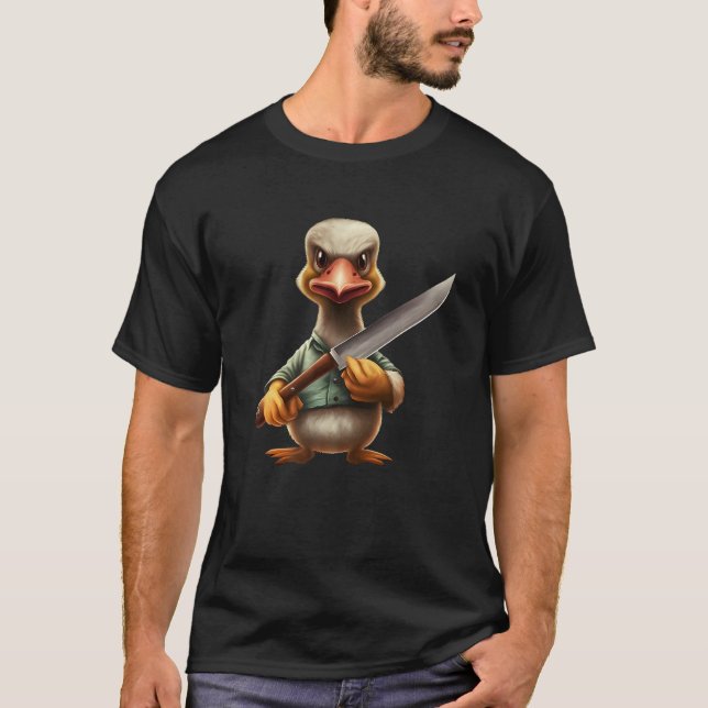 Camiseta Angry Murderous Duck Holding Knife   (Frente)