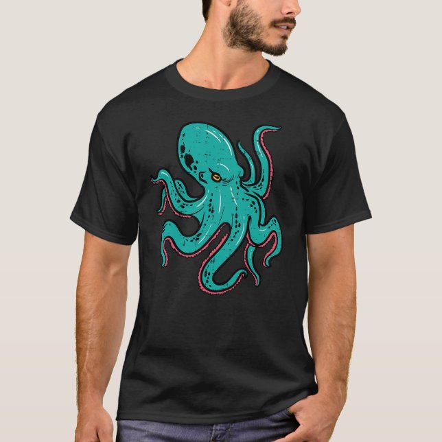 Camiseta Angry Octopus Cephalopod Sea Animal Men Women Kids (Frente)