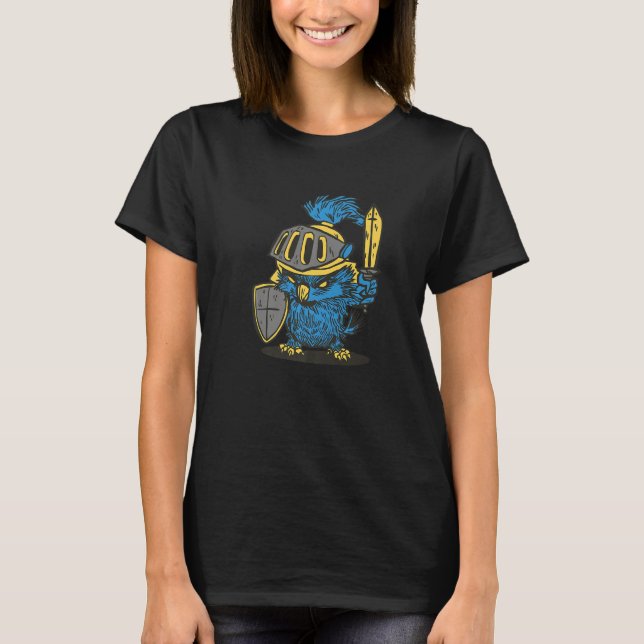 Camiseta Angry Owl Knight - Medieval Renaissance Fair Festi (Frente)