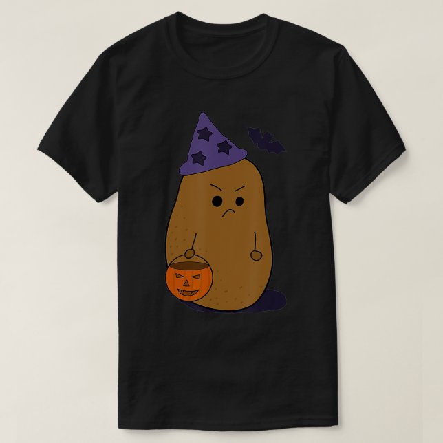 Camiseta Angry Potato  Funny Halloween Grumpy Potato Wizard (Frente do Design)