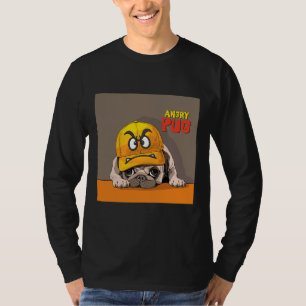 Camiseta Angry Pug.Cute Pug veste um chapéu irritado engraç