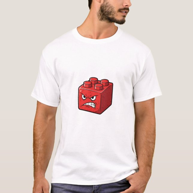 Camiseta Angry Red Building Brick Character Illustration (Frente)