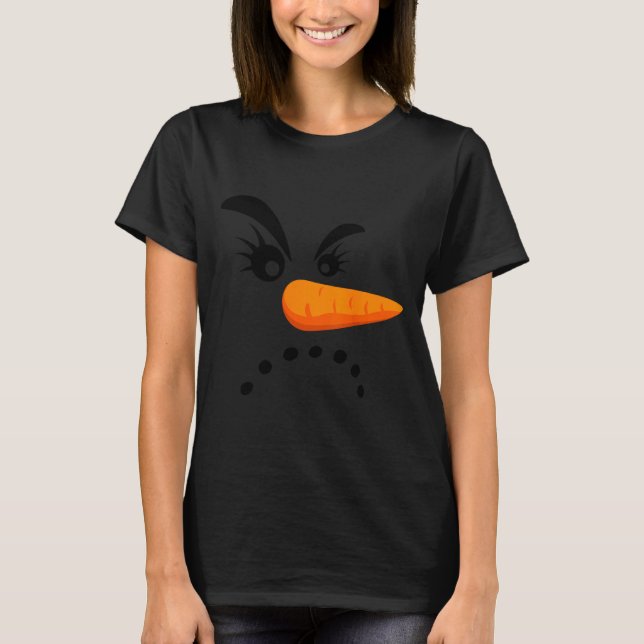 Camiseta Angry Snowman Face Eyelashes Christmas Snowman Cos (Frente)