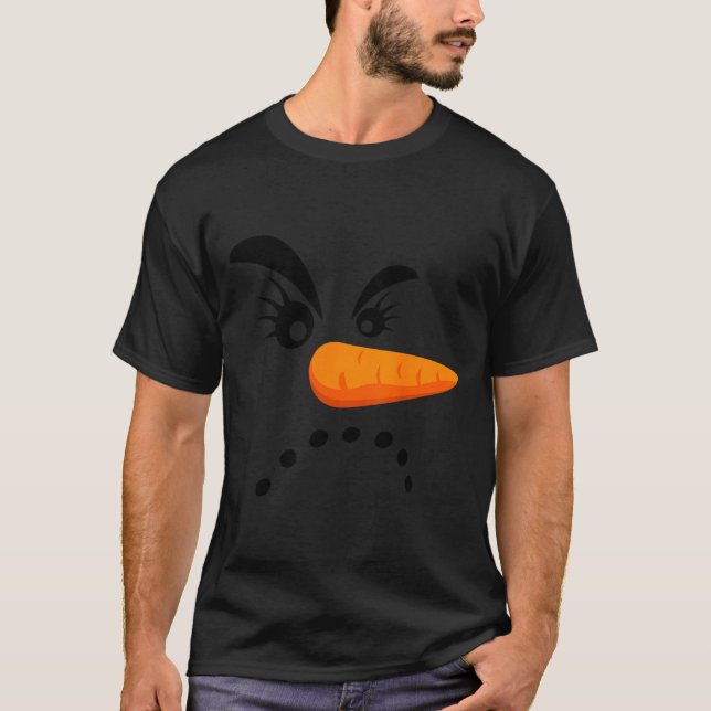 Camiseta Angry Snowman Face Eyelashes Christmas Snowman Cos (Frente)