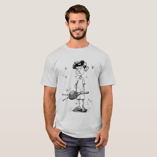Camiseta Angry Tennis Boy – Presente Ousado de Str (Frente Completa)