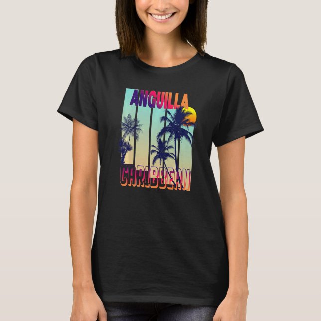 Camiseta Anguilla Retro Vintage Style Palm Tree Premium (Frente)