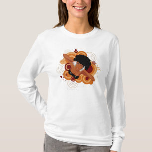 Camiseta Ângulo de uma mulher que aprecia a música com