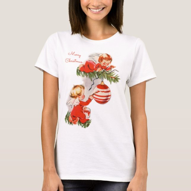 Camiseta Ângulos decorando a árvore de Natal (Frente)