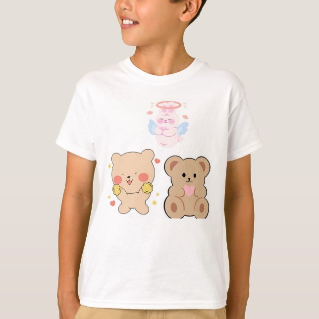 Camiseta Ângulos Kawaii bonitos e Ursos de Teddy (Frente)