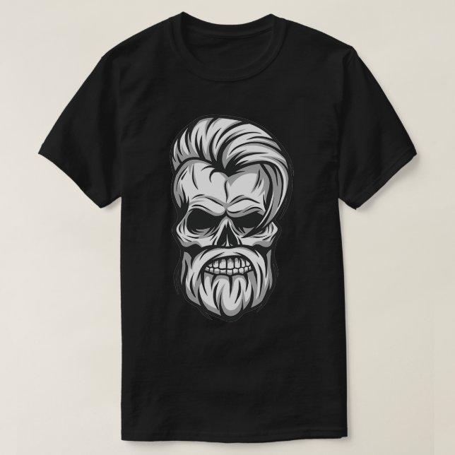 Camiseta angústia de barbeiro crânio (Frente do Design)