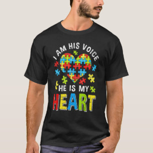 Camiseta Angustiado Eu Sou Sua Voz Ele É Meu Coração Autism