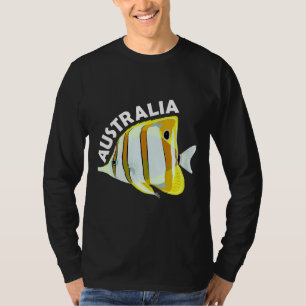 Camiseta Ani Marinho Tropical Coral de Peixe-Borboleta da A