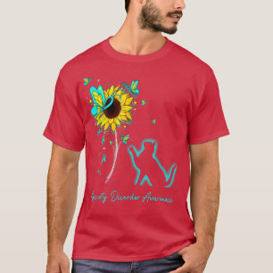 Camiseta Aniety Disorder Awareness SunflowerButterfly Cat 