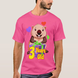 Camiseta Anim Australiano de Birthday Wombat, 3 anos