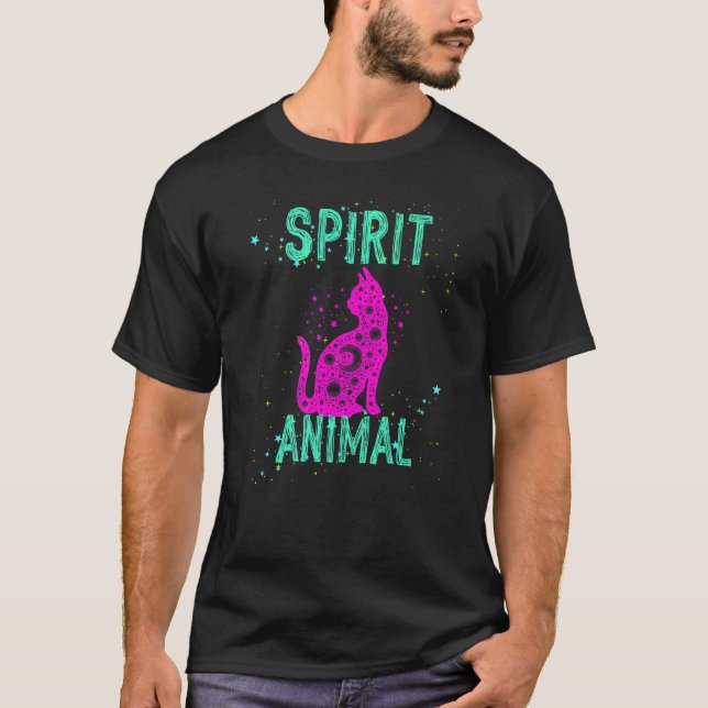 Camiseta Anim Rosa-Rosa-Gato Celestial de Conforto com Espí (Frente)