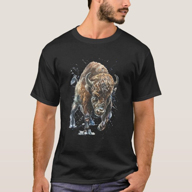 Camiseta Anima Ocidental Bison-American Bison da Montanha B (Frente)