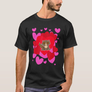 Camiseta Anima Romântica do Dia de os namorados Raccoon Lov