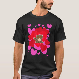 Camiseta Anima Romântica do Dia de os namorados Raccoon Lov