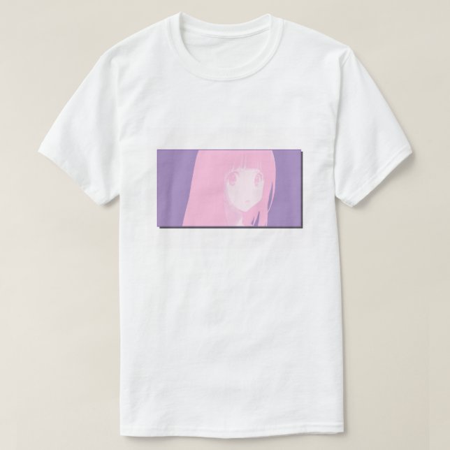Camiseta Anima Rosa Suave - Arte Vaporwave Pastel (Frente do Design)