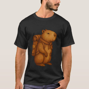 Camiseta Animação de Capivara Fofa na Floresta para Mochile
