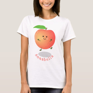 Camiseta Animação de cor amarela de pêssego feliz