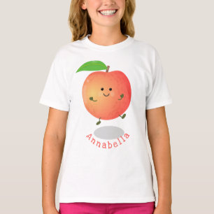 Camiseta Animação de cor amarela de pêssego feliz