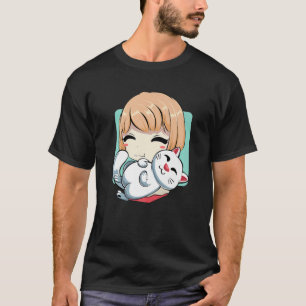 Camiseta Animação de Gatinho Gatinho de Animação Japon