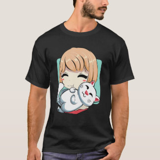 Camiseta Animação de Gatinho Gatinho de Animação Japonês -