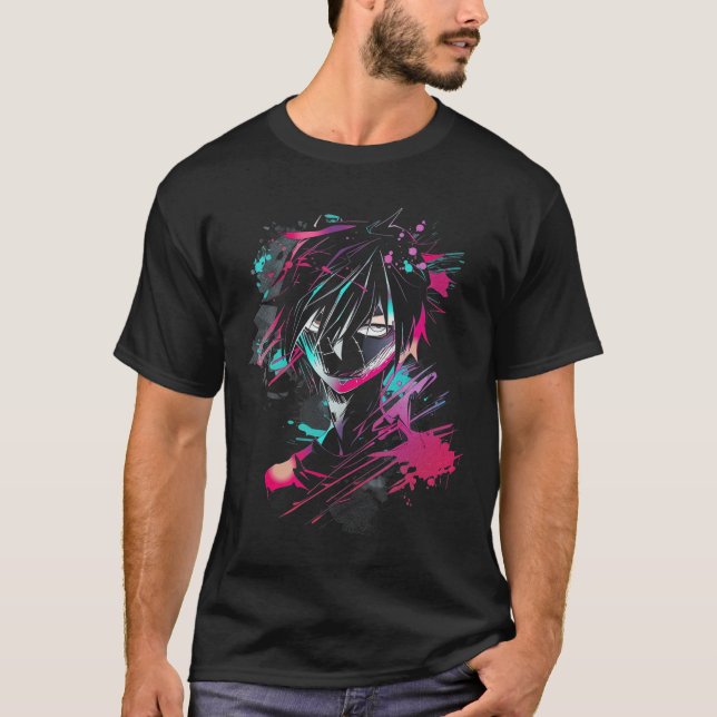 Camiseta Animação de Ilustração de Abstrato do Anime Manga (Frente)