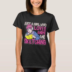 Camiseta Animação de manga engraçada desenhando para garota