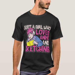 Camiseta Animação de manga engraçada desenhando para garota
