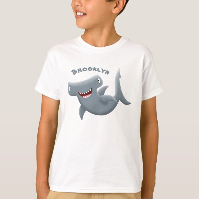 Camiseta Animação engraçada de tubarão Hammerhead (Frente)