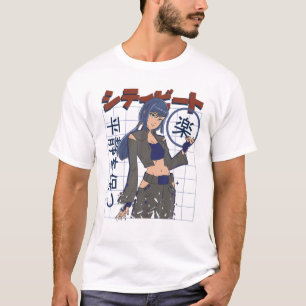 Camiseta Animação Engraçada Olhos Japoneses Meninas Cara