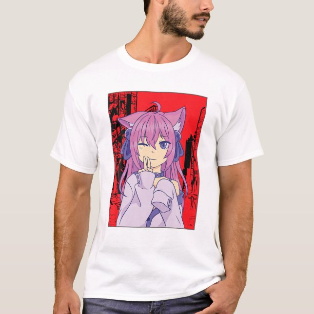 Camiseta Animação Engraçada Olhos Japoneses Meninas Caracte (Frente)