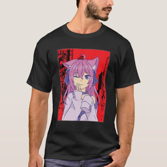 Camiseta Animação Engraçada Olhos Japoneses Meninas Caracte (Frente)