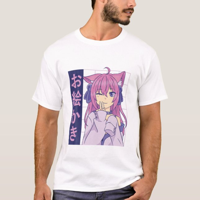 Camiseta Animação Engraçada Olhos Japoneses Meninas Caracte (Frente)