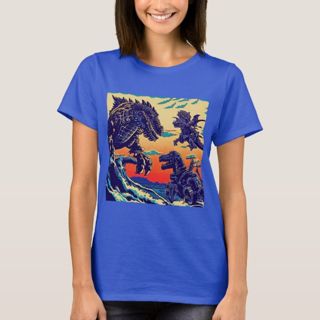 Camiseta Animação Fantasy Dinosaur Robots - Corte 1 (Frente)