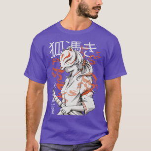 Camiseta Animação Japonesa Para Garota Guerreira Kitsune Ma